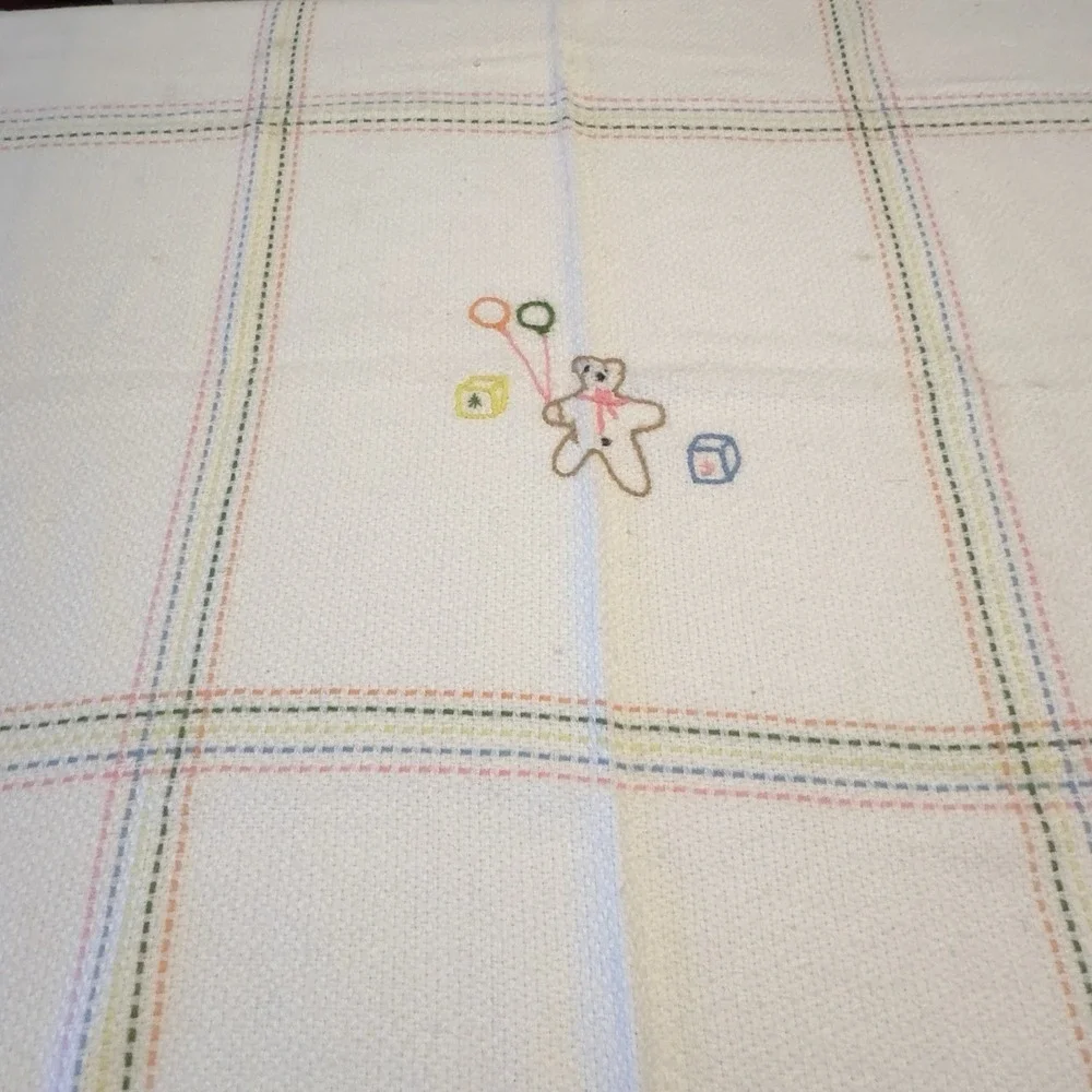 The Three Weavers Handwoven Rainbow Fringed Baby Blanket Orlon Acrylic Vintage